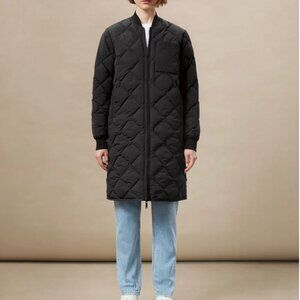 Frank and Oak Quilted Maxi Bomber in Black <size L >
